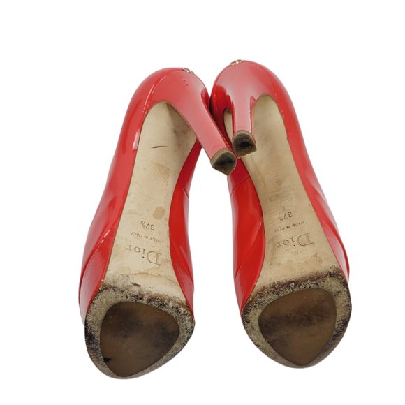 Dior Coral Pink Patent Leather Platform Pumps - Picture 9 of 11
